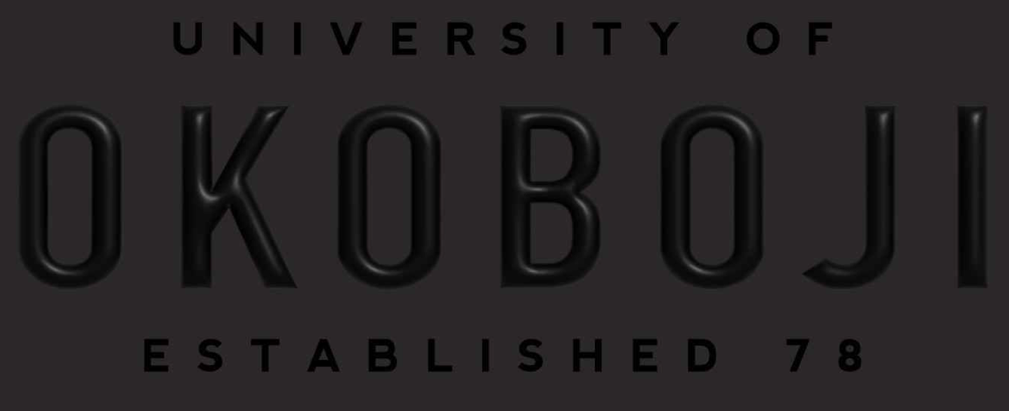 University of Okoboji Black Gel 3D Letter Crew