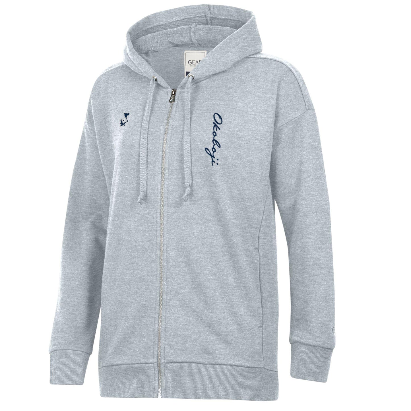Okoboji Lady Full Zip Hood with Lake - Grey