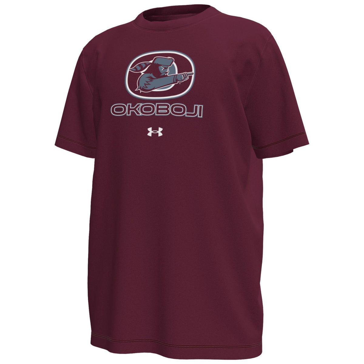 Under Armour youth maroon Okoboji Tech Stretch short sleeve tee front