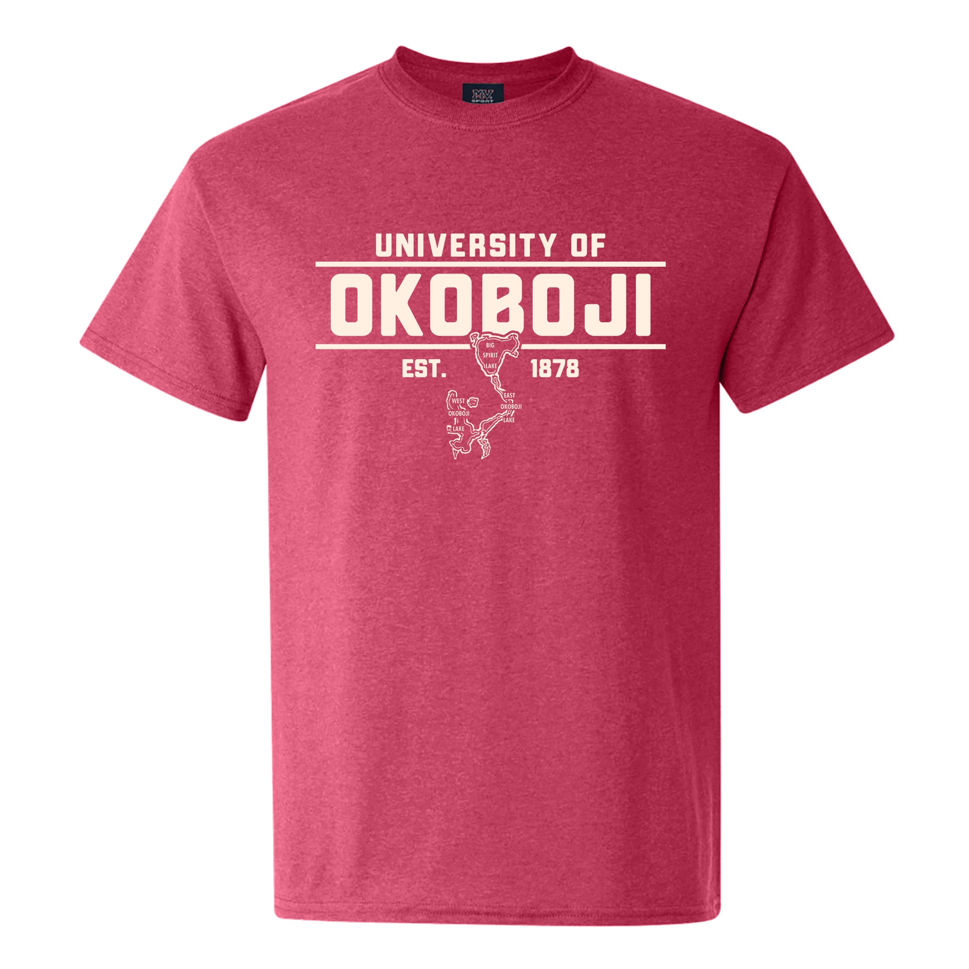 University of Okoboji with Lakes Retro Heather Tee