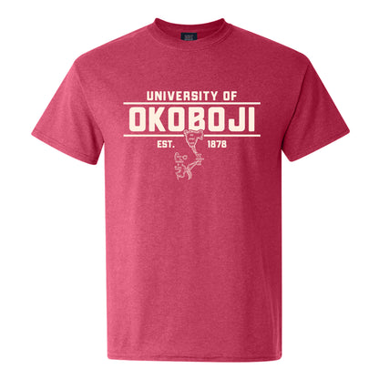 University of Okoboji with Lakes Retro Heather Tee