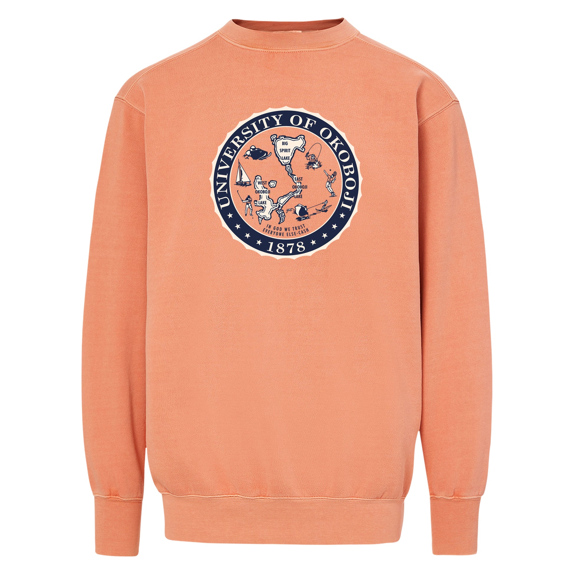 Okoboji Crest Coastal Color Crewneck Sweatshirt