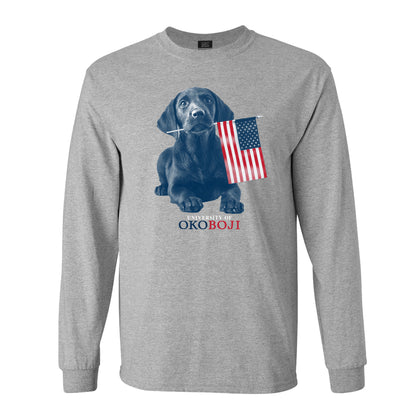 University of Okoboji Puppy Dog Flag Long Sleeve Tee