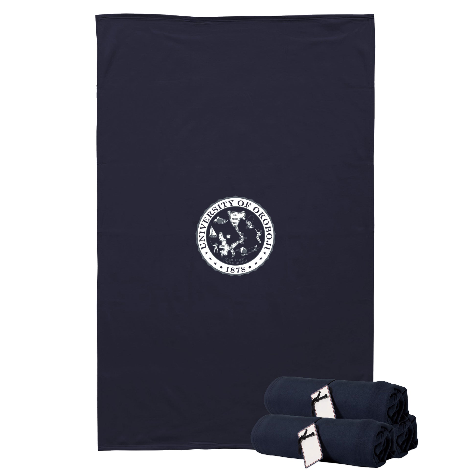 University of Okoboji Navy Sweatshirt Blanket