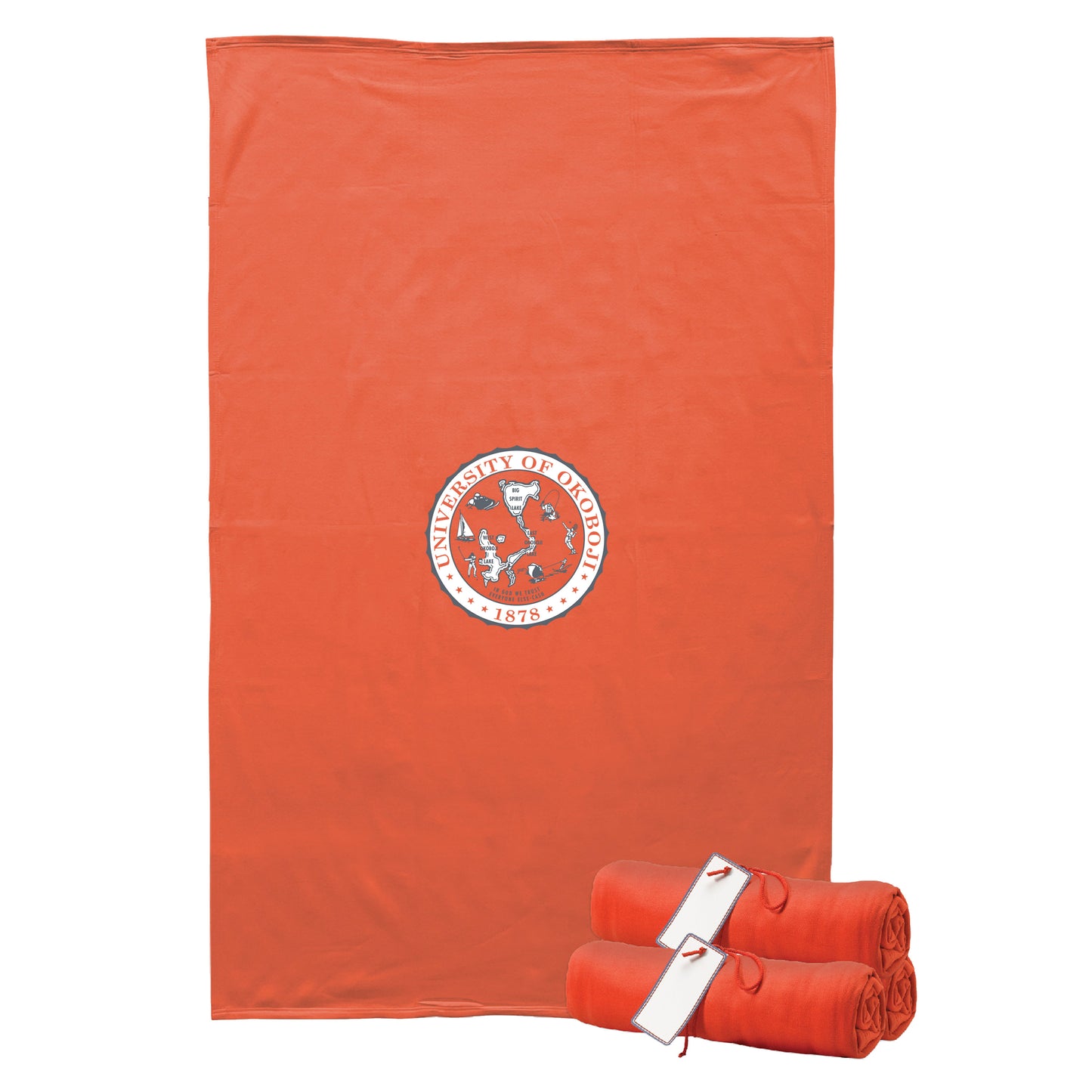 Orange with Grey & White - Okoboji Sweatshirt Blanket