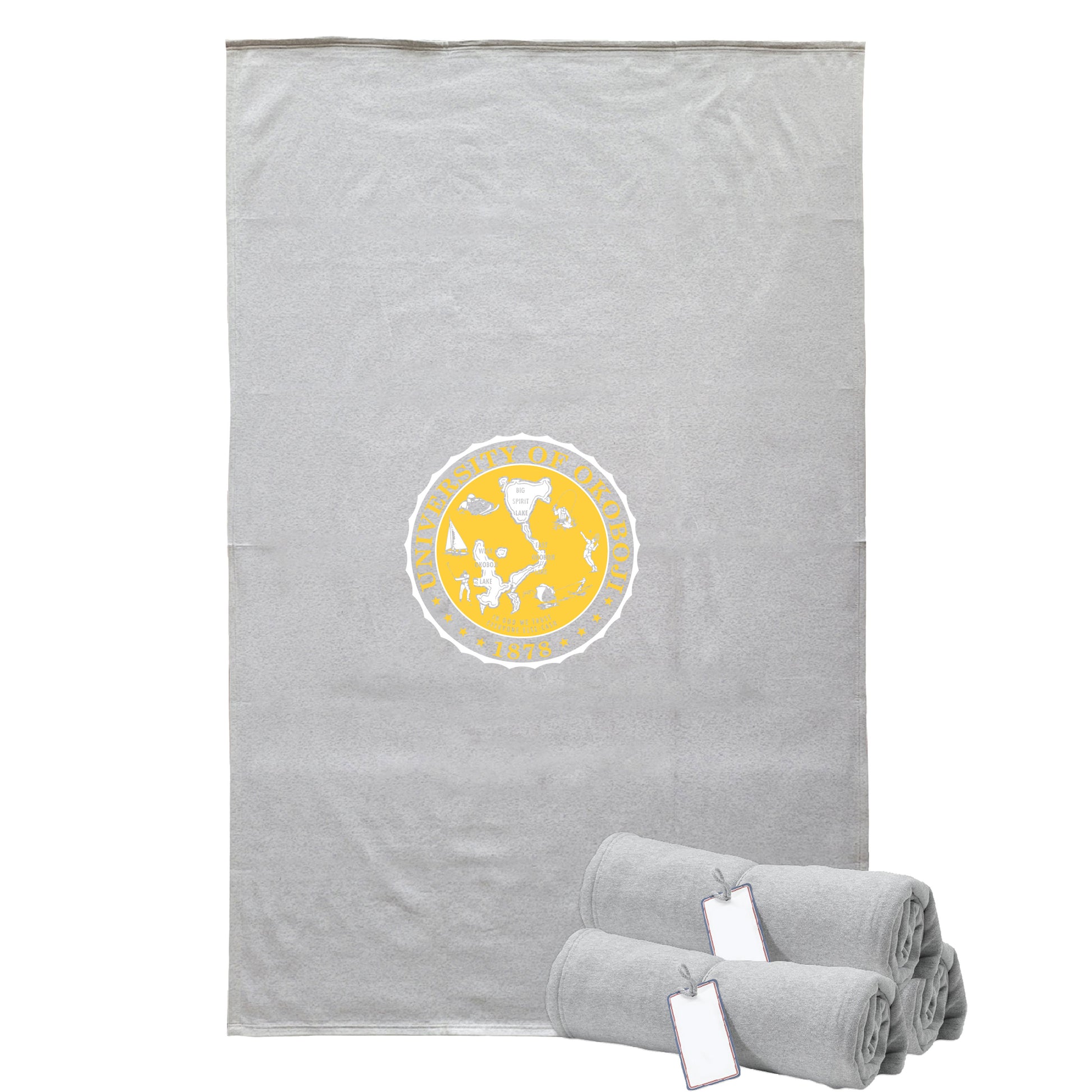The U of O Gray With Gold Crest Sweatshirt Blanket