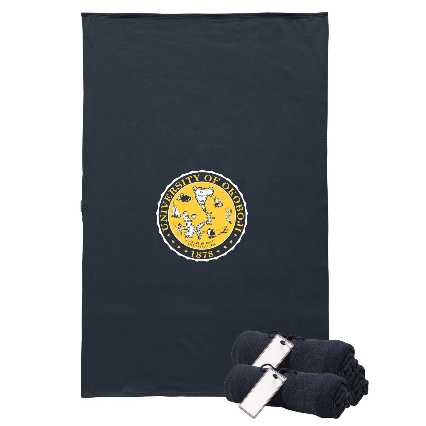 The U of O Heathered Navy Grey & Gold Sweatshirt Blanket