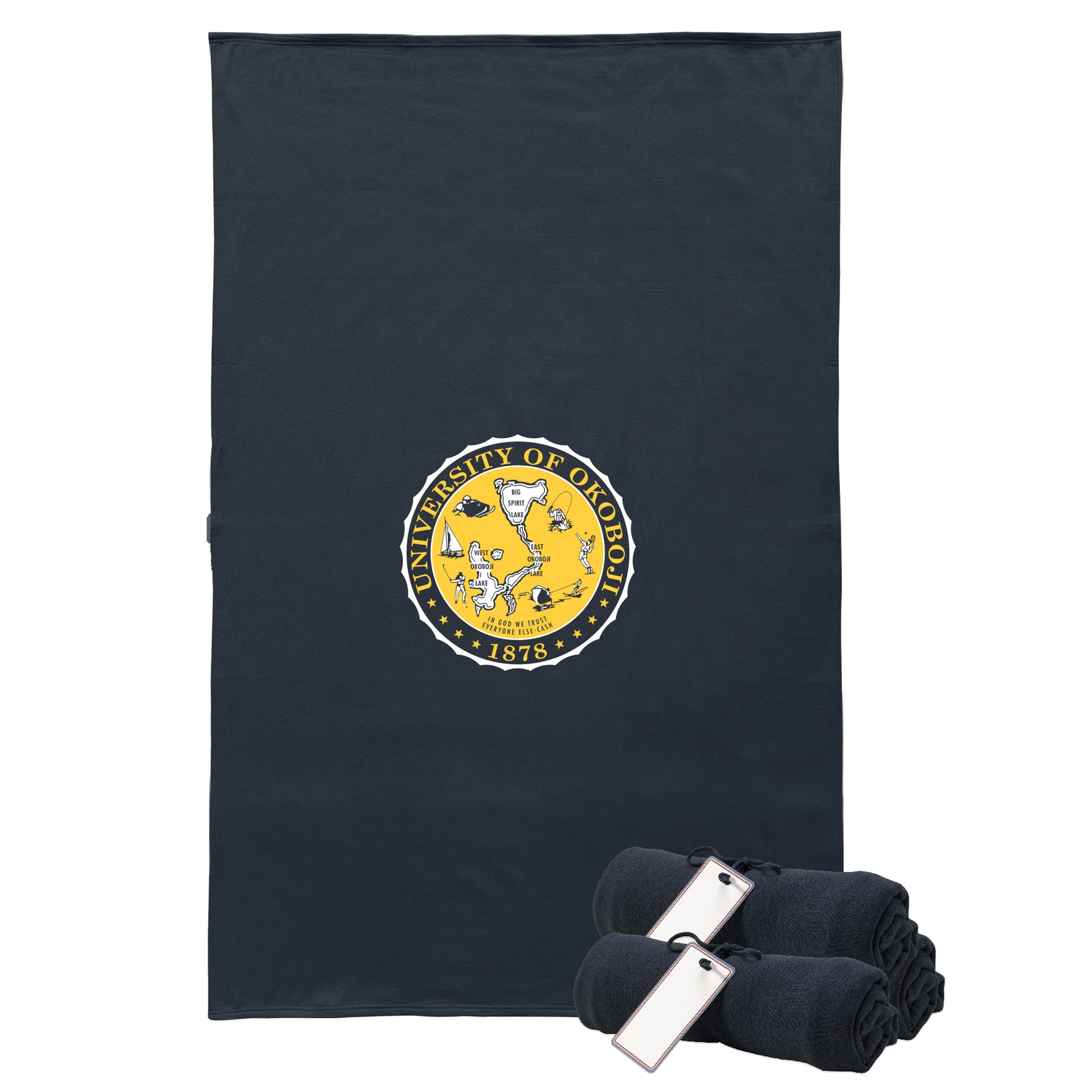 The U of O Heathered Navy Grey & Gold Sweatshirt Blanket