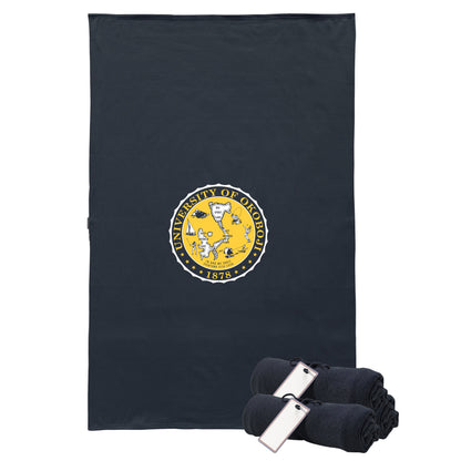 The U of O Heathered Navy Grey & Gold Sweatshirt Blanket