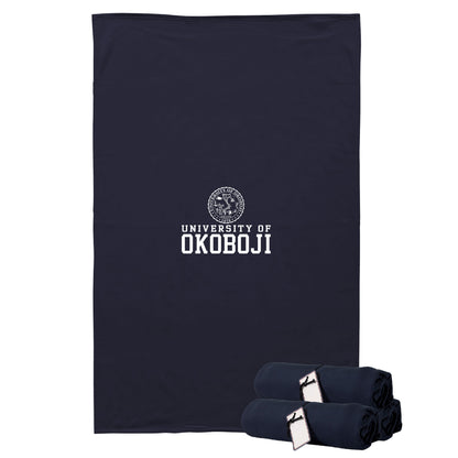 The U of O Navy With White Sweatshirt Blanket