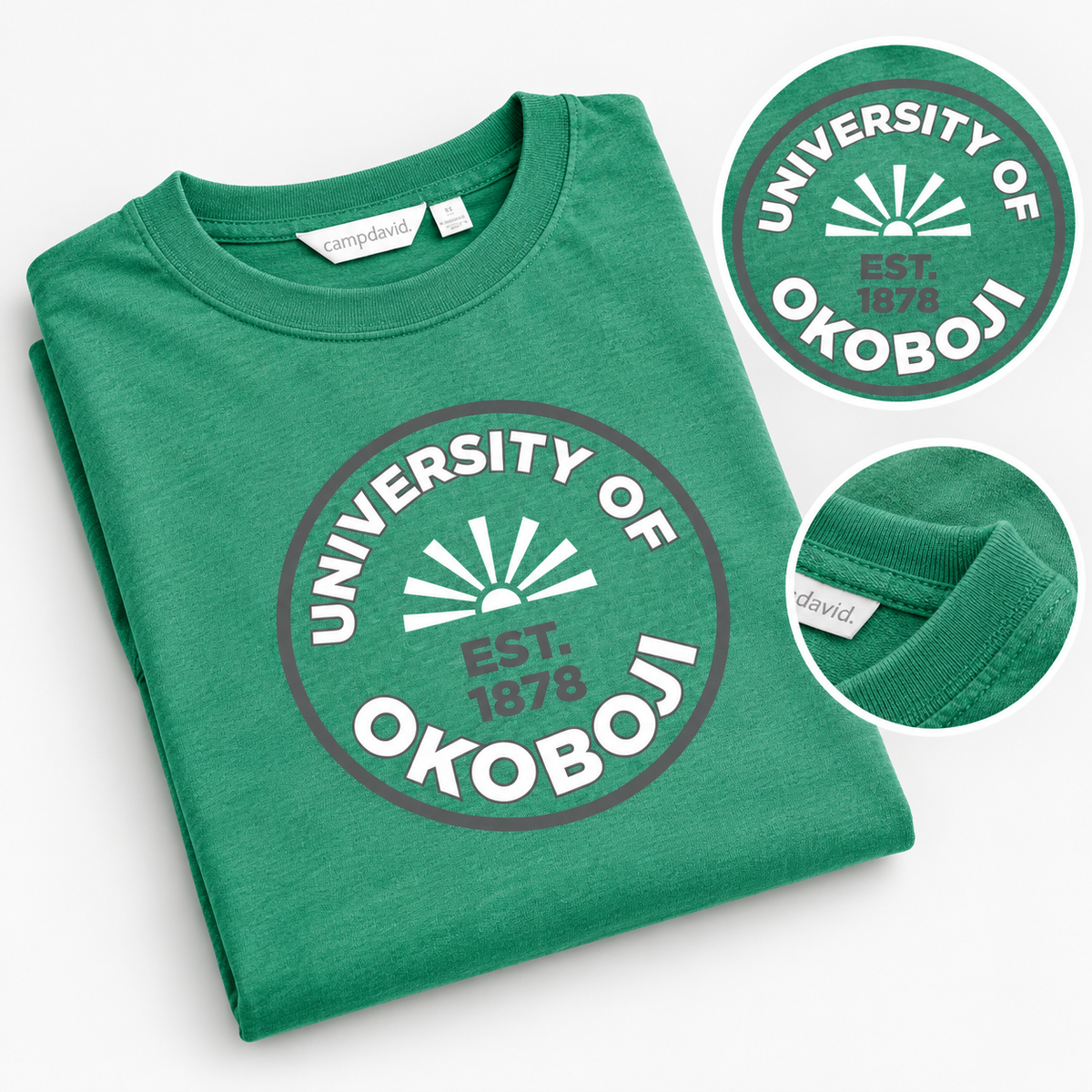 Okoboji Sunrise Crest Women's Darby Tee - Palm Tree Green