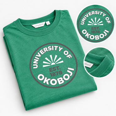 Okoboji Sunrise Crest Women's Darby Tee - Palm Tree Green