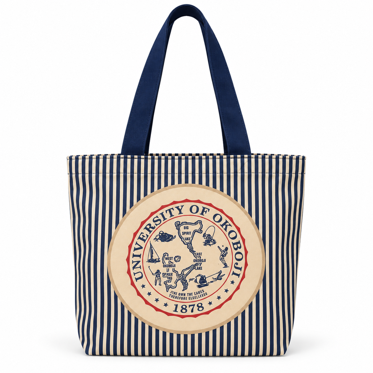 Logo Brands City of Okoboji Classic Canvas Tote - Navy Stripe