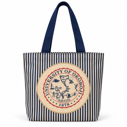 Logo Brands City of Okoboji Classic Canvas Tote - Navy Stripe