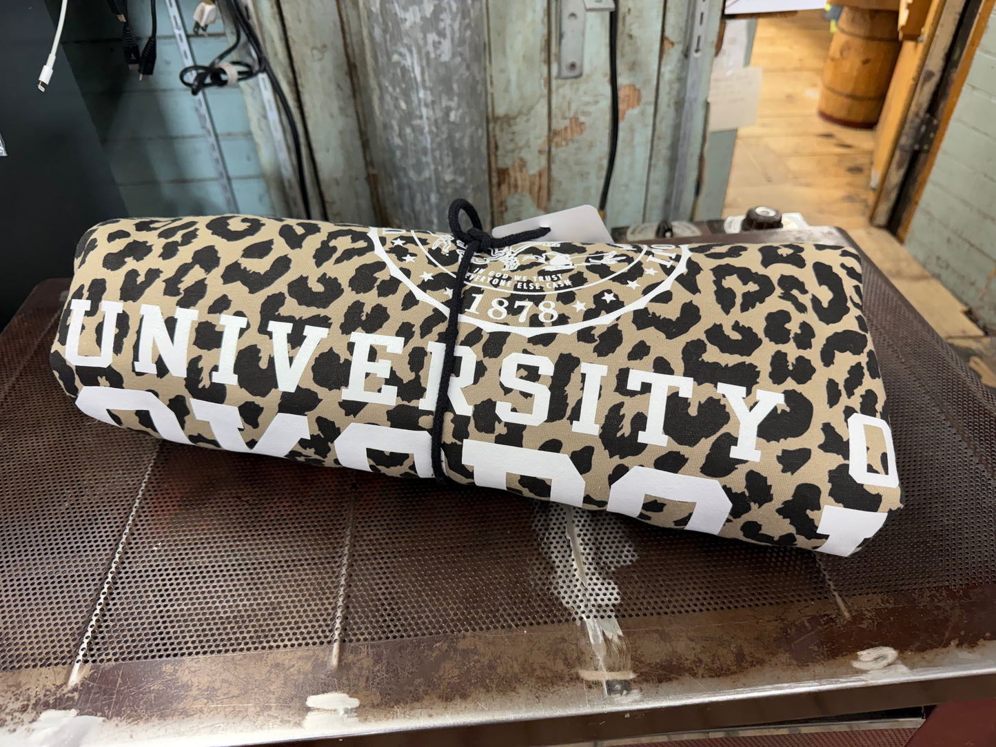University of Okoboji Leopard Atmosphere Sweatshirt Blanket