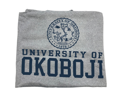 The U of O Gray With Navy Sweatshirt Blanket