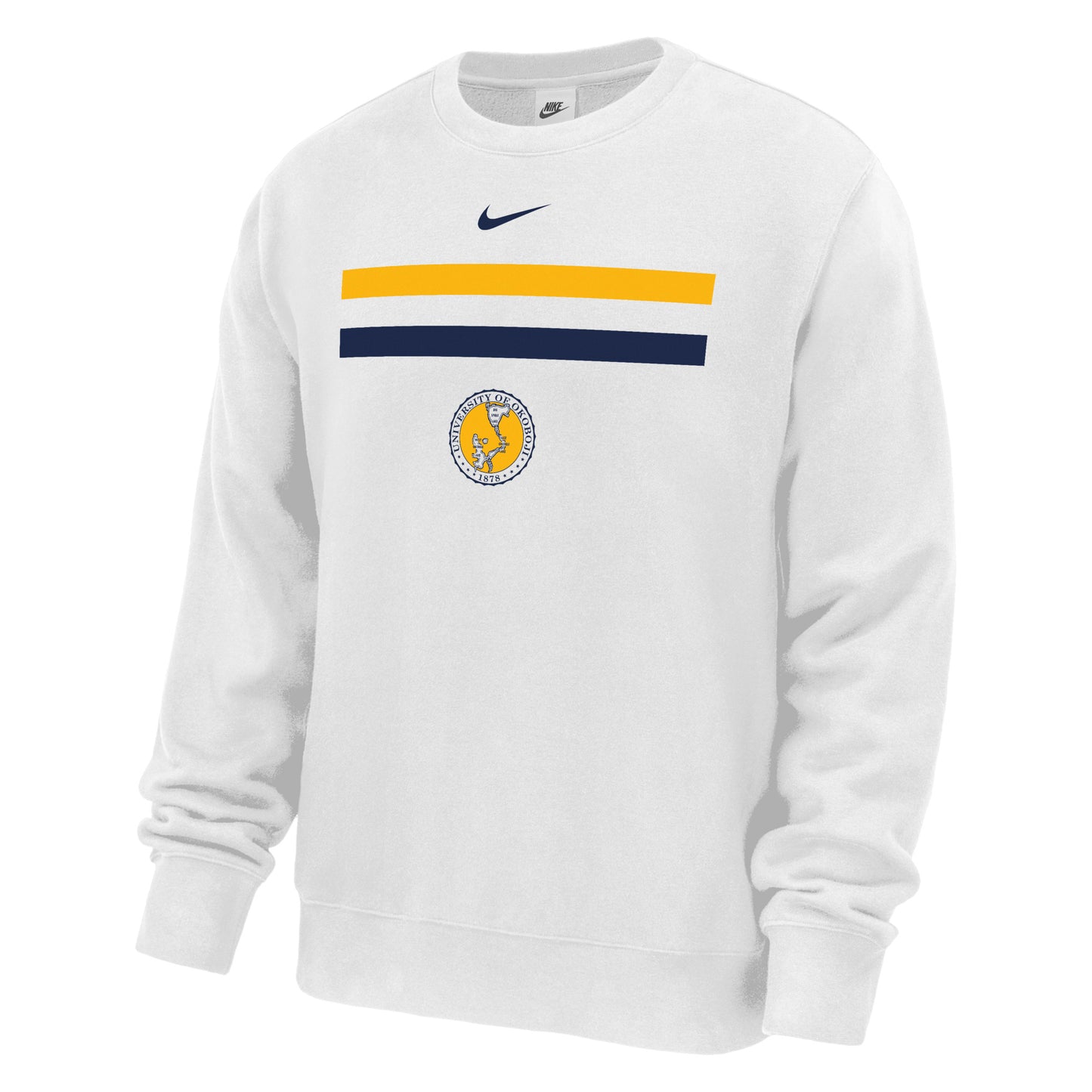 U of O Crest Stripes Nike Crew - White