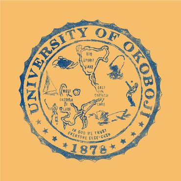 Okoboji Sketch Crest Tee - Yellow
