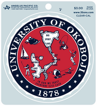University of Okoboji Crest Sticker - Red & Navy