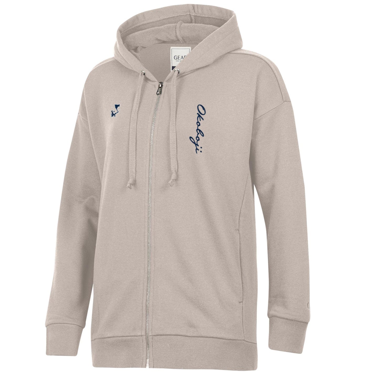 Okoboji Lady Full Zip Hood with Lake - Tan