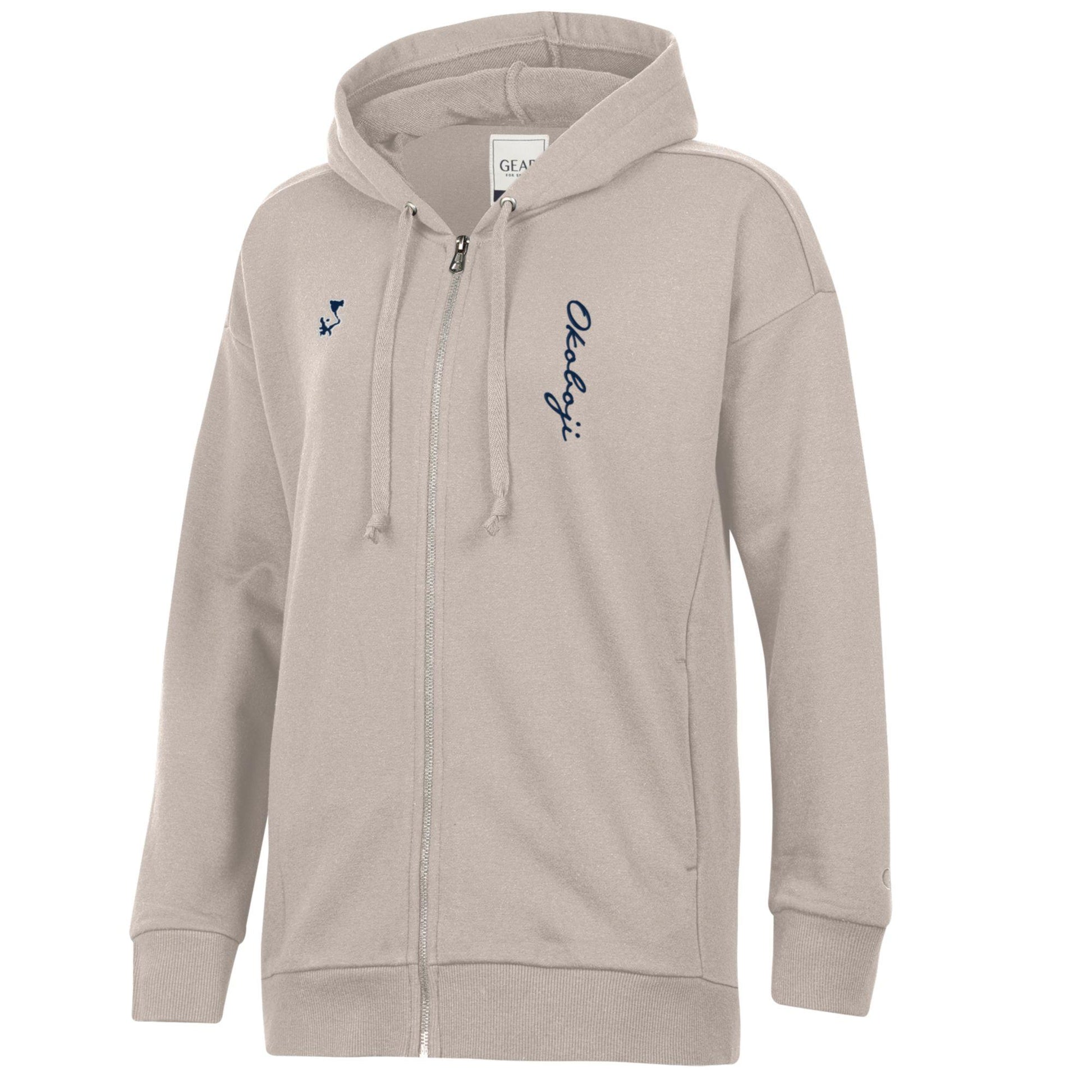 Okoboji Lady Full Zip Hood with Lake - Tan