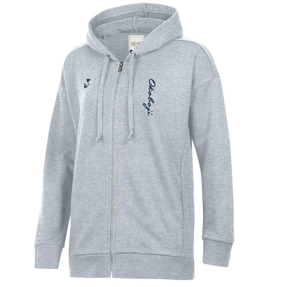 Okoboji Lady Full Zip Hood with Lake - Grey