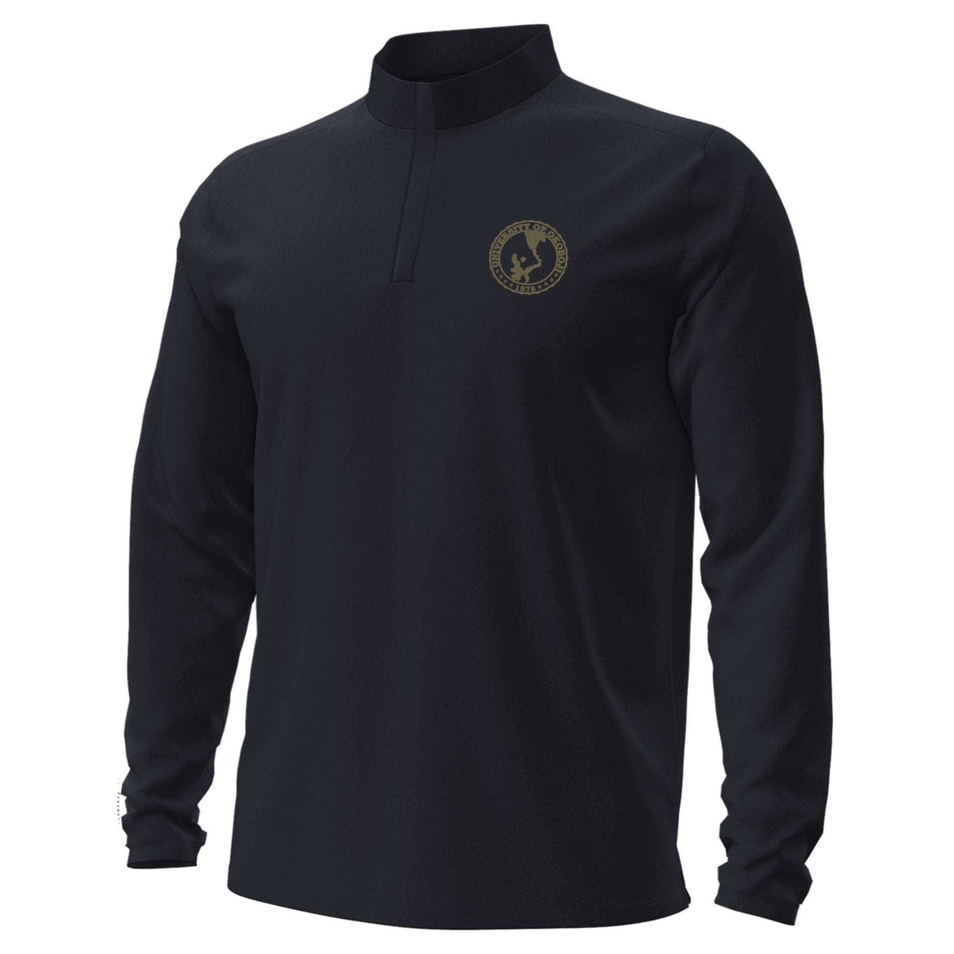 U of Okoboji Embroidered Mens Motion 1/4 Zip - Black