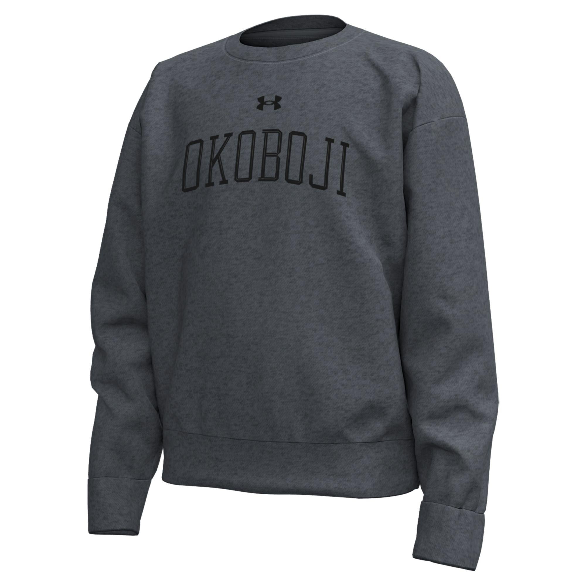 Under Armour Youth Embroidered OKOBOJI Icon Fleece Crew - Pitch Grey Heather – front view