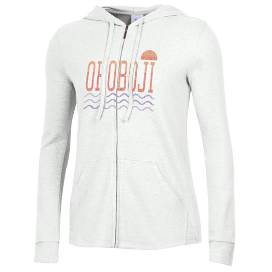 Okoboji Sunset On Water Ladies Full Zip