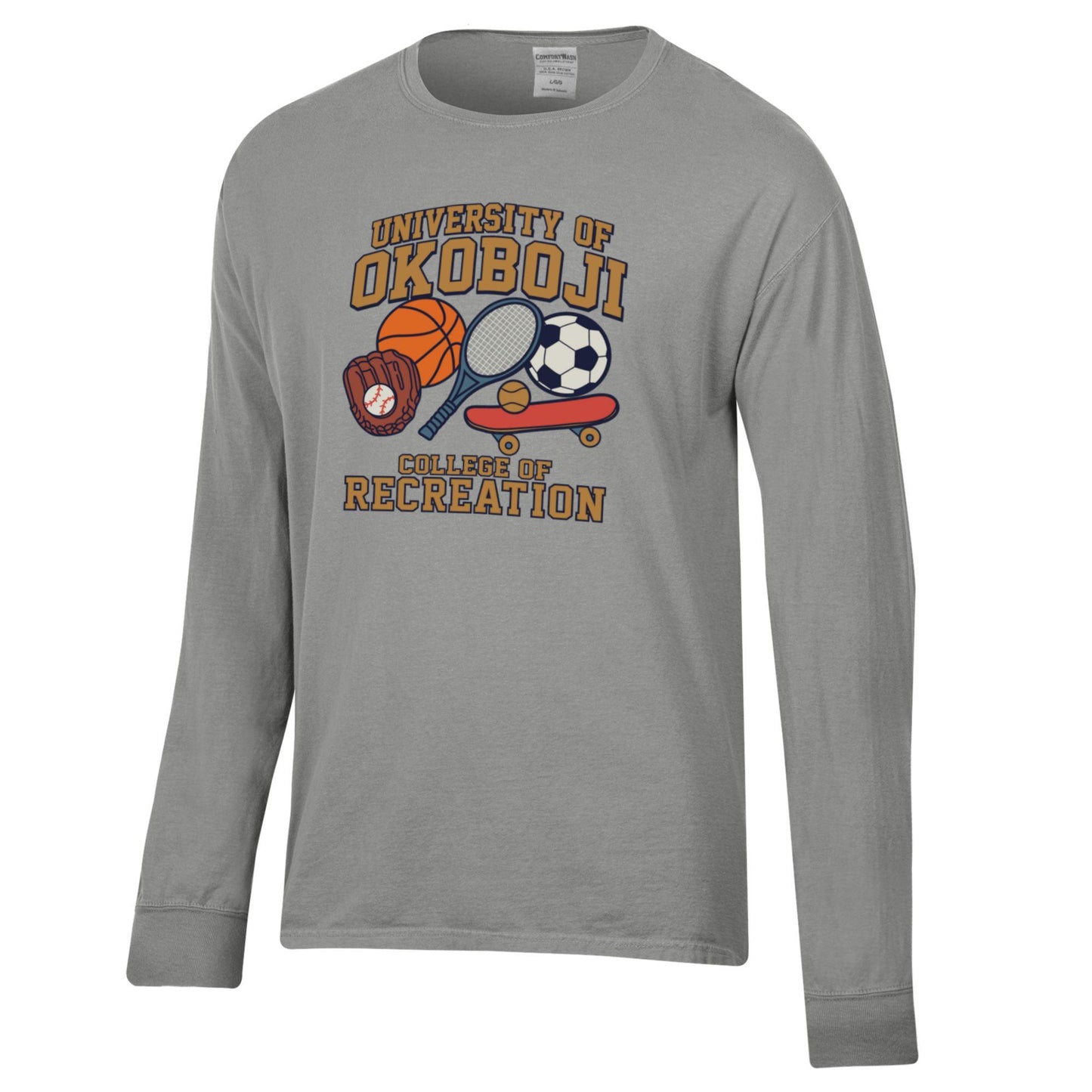 Okoboji College of Recreation Long-Sleeve Tee - Grey