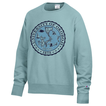 Wavy Crest Reverse Weave Crew - Nimbus Green