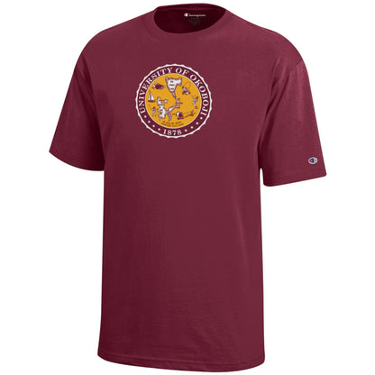 Youth Champion Okoboji Crest Tee - Cardinal