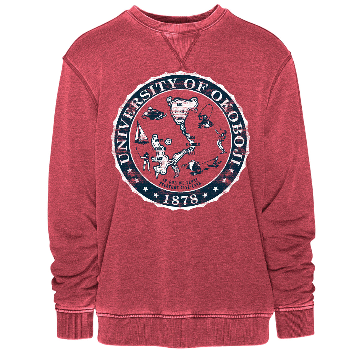 Okoboji Knockout Crest Vintage Crew - Chili Red