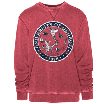 Okoboji Knockout Crest Vintage Crew - Chili Red