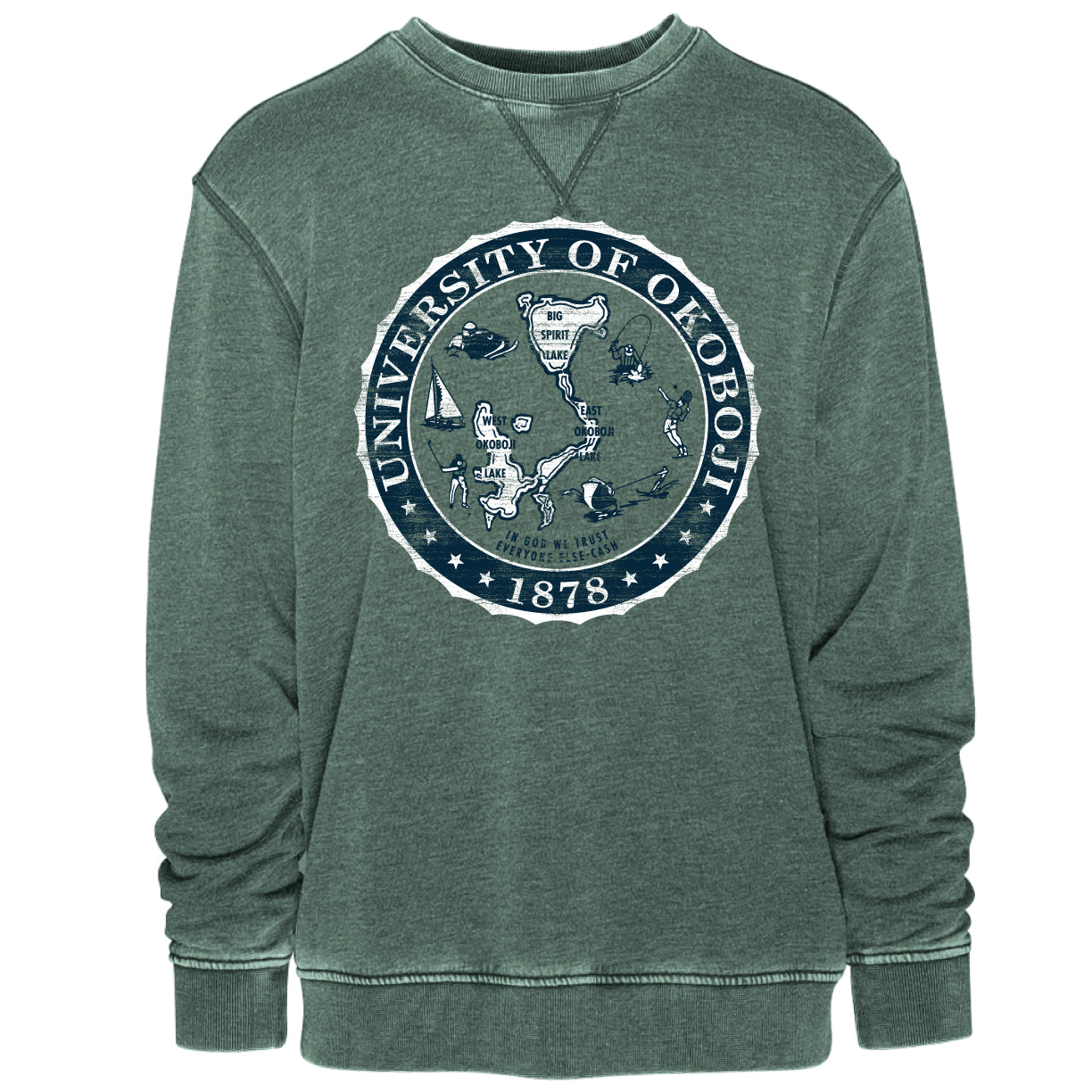 Okoboji Knockout Crest Vintage Crew - Spruce