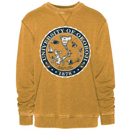 Okoboji Knockout Crest Vintage Crew - Vintage Faded Gold