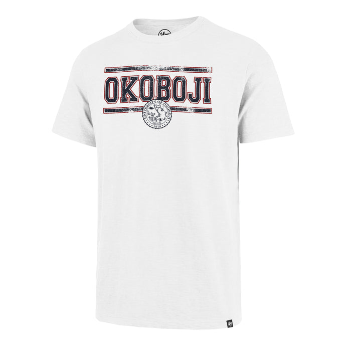 Okoboji White Scrum Crest Tee