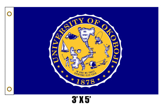 University of Okoboji Blue Sky Crest Flag