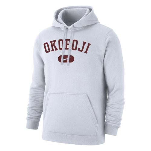 Okoboji Stadium Club Fleece Hood - White With Maroon