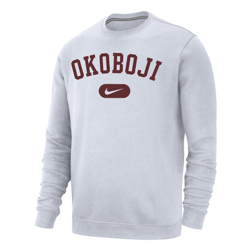 Okoboji Stadium Club Fleece Crew - White With Maroon