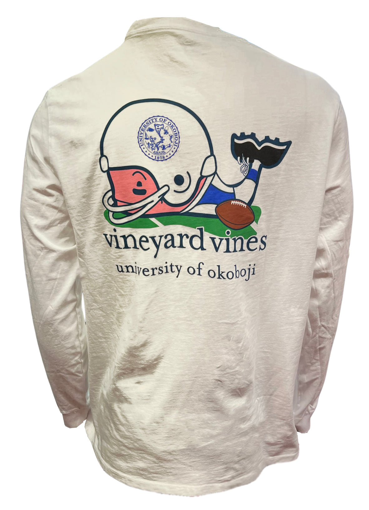The Okoboji Football Long Sleeve Tee - White
