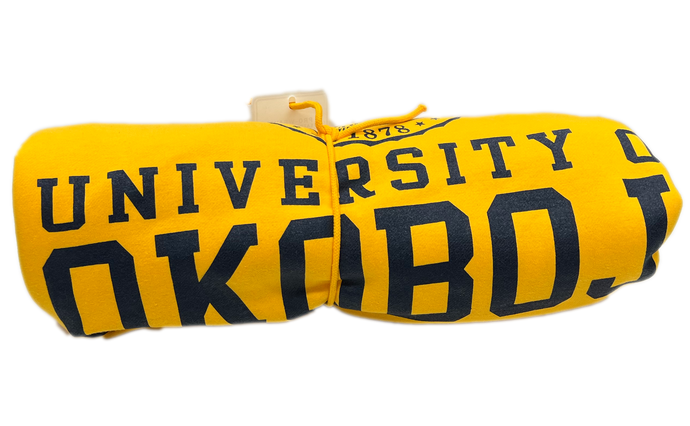 The U of O Gold With Navy Sweatshirt Blanket