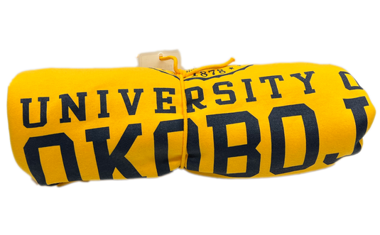 The U of O Gold With Navy Sweatshirt Blanket
