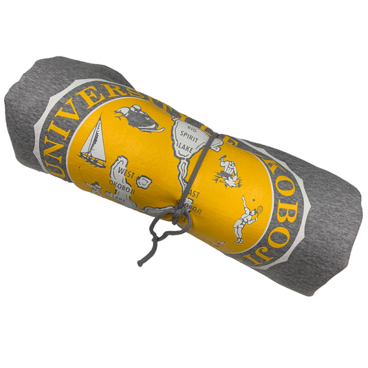The U of O Gray With Gold Crest Sweatshirt Blanket