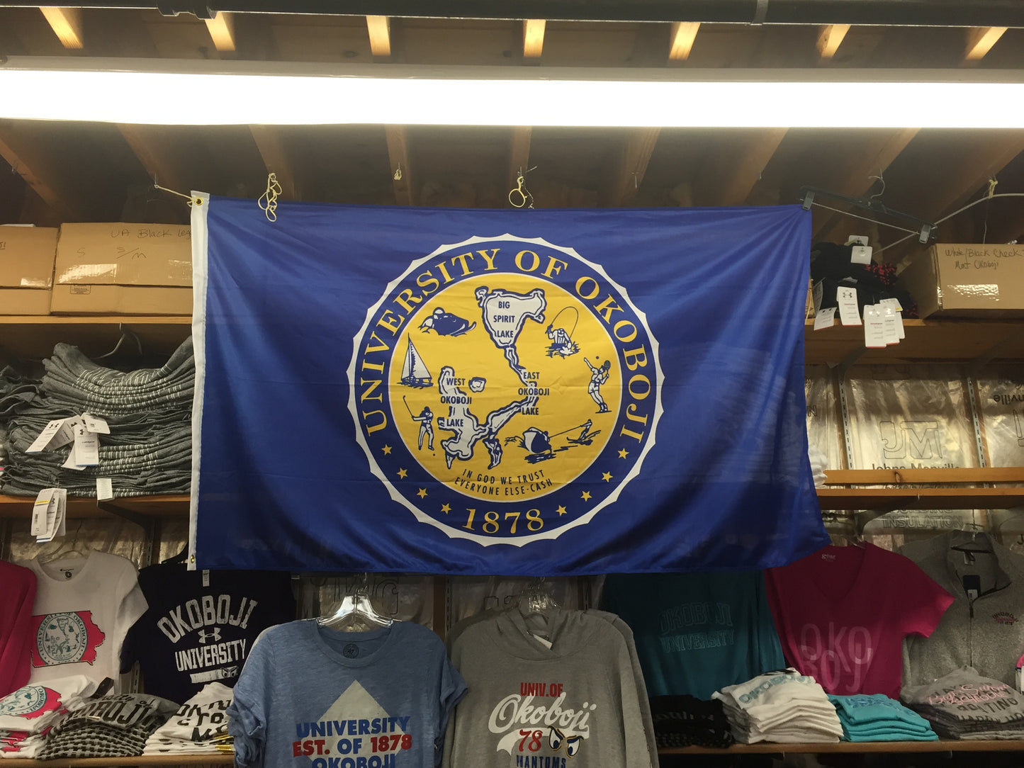 University of Okoboji Blue Sky Crest Flag