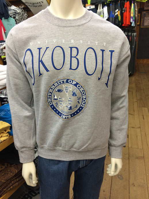 Classic University of Okoboji Ash Gray Crewneck Sweatshirt