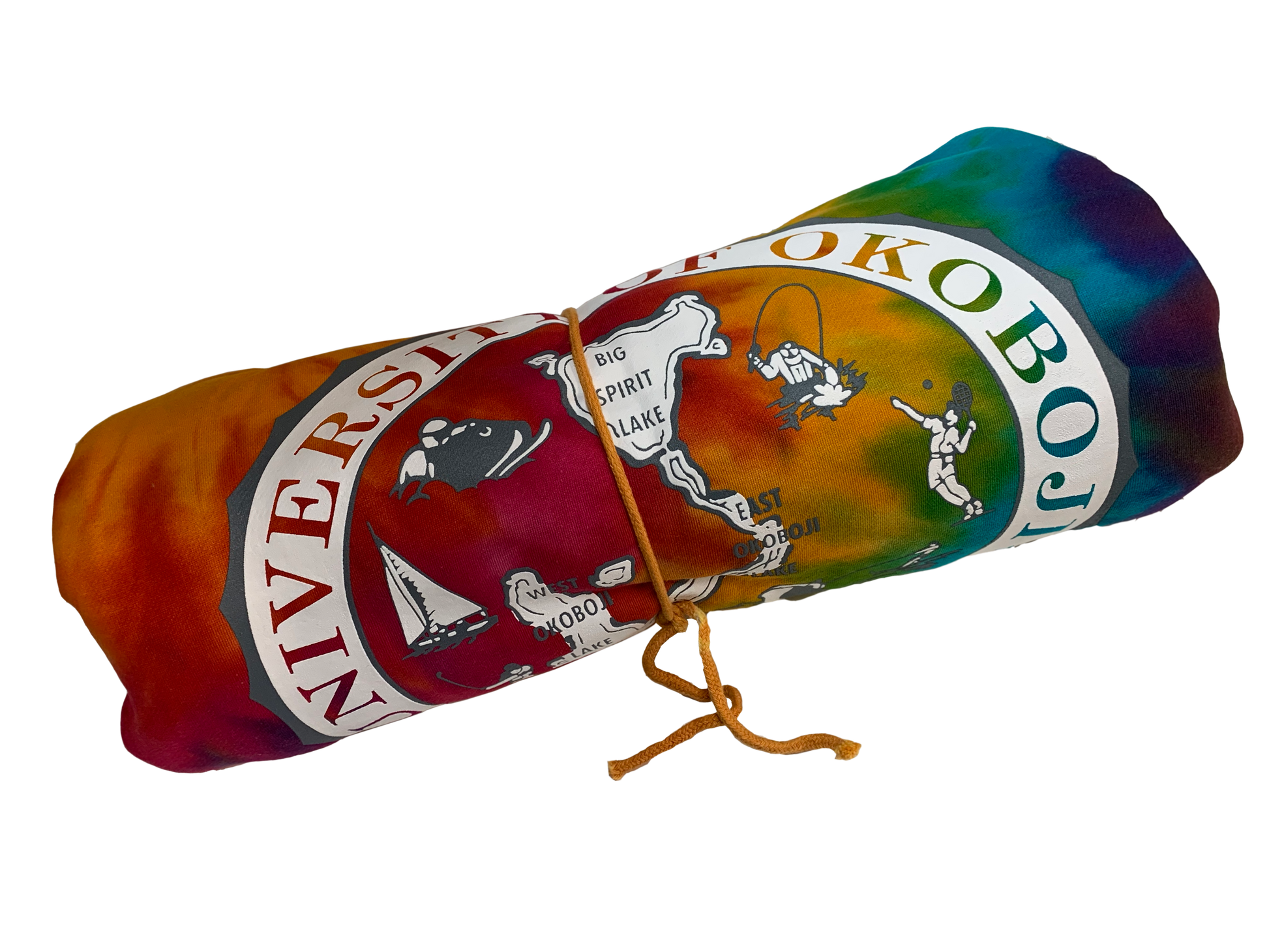 The University of Okoboji Tie Dye Sweatshirt Blanket