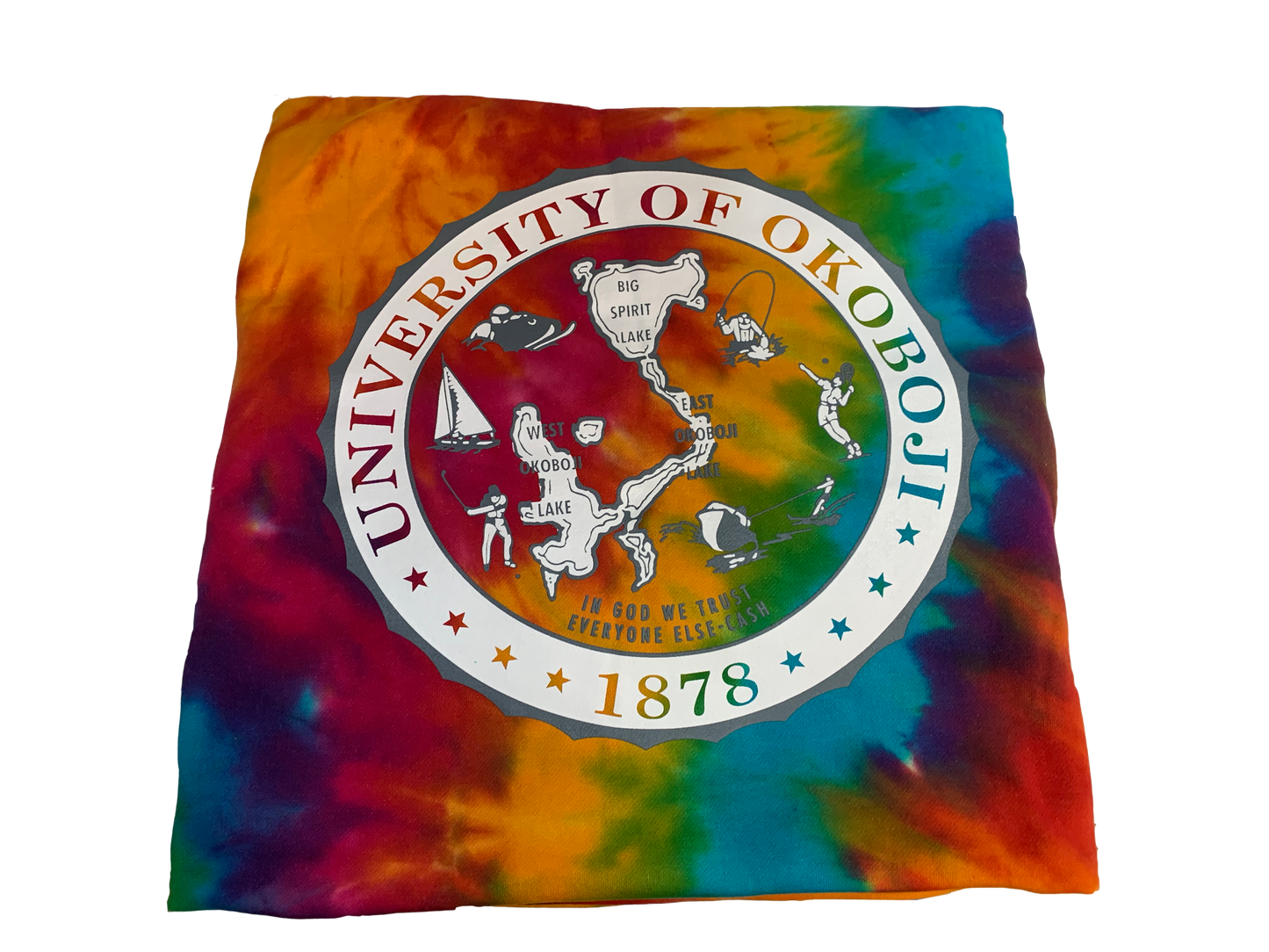 The University of Okoboji Tie Dye Sweatshirt Blanket