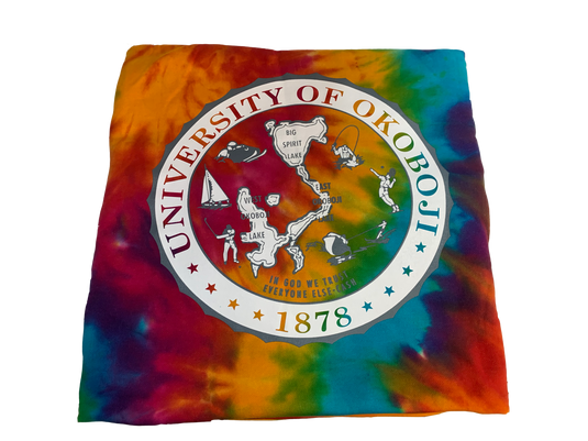 The University of Okoboji Tie Dye Sweatshirt Blanket