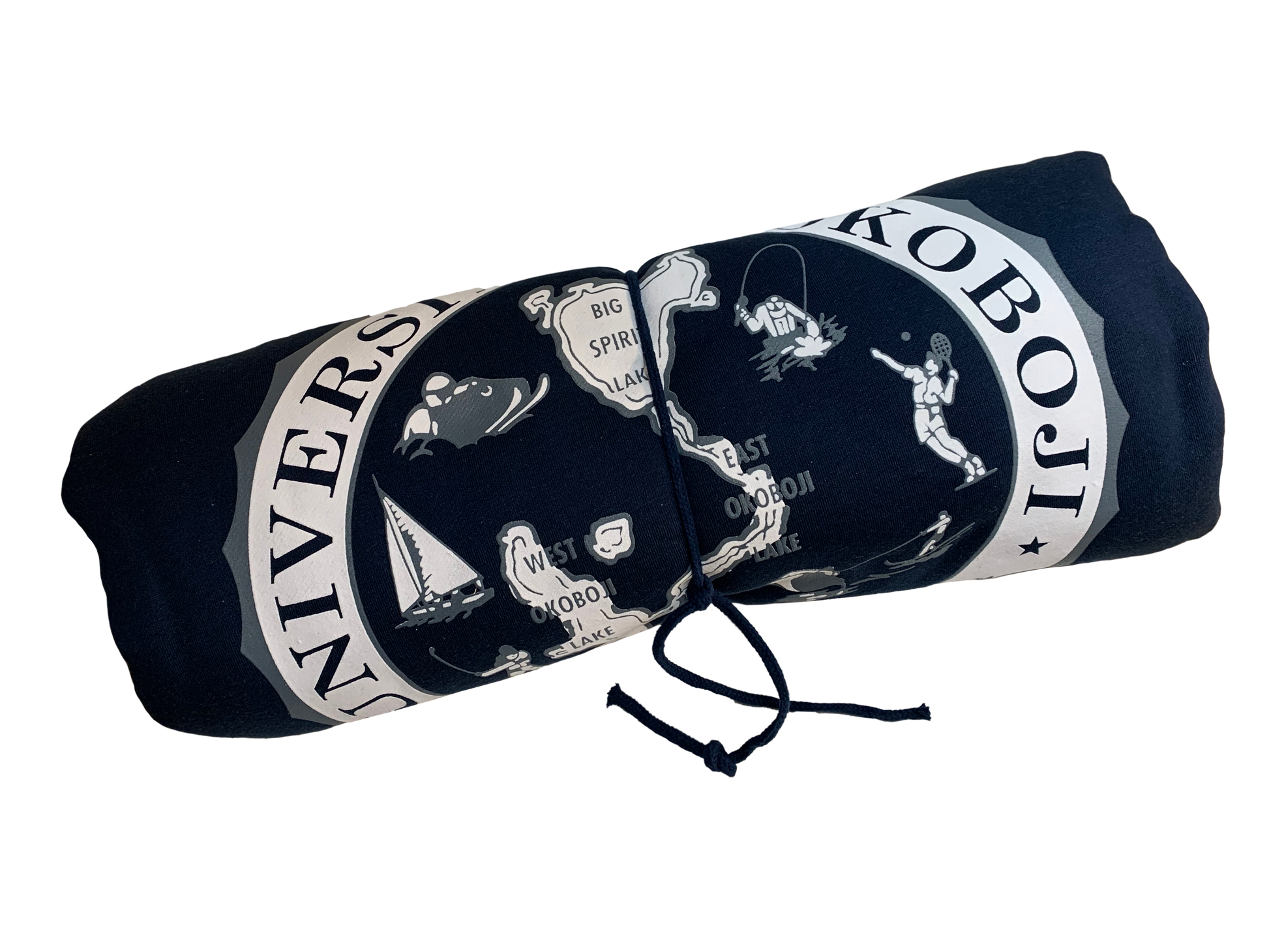 University of Okoboji Navy Sweatshirt Blanket
